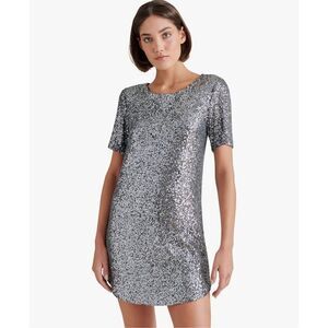 Steve Madden silver sequin L mini festive Marcella Dress